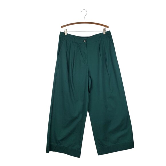 Loft Poplin Wide Leg Pants NWT Emerald Green Chino Womens Size 12 - Picture 2 of 9